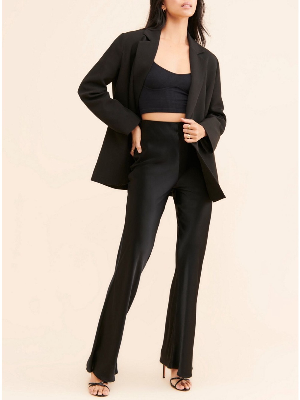 Mid rise rue sophie saying flared pants/ Ref Gayle Satin Pant